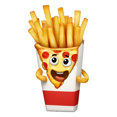 Pizza eating fries sticker