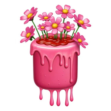 melted pink dripping sauce SPAM MEAT flower bouquet  sticker