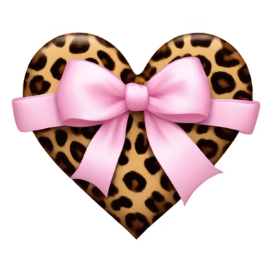 leopard print heart with a very fine light pink bow on the edge  sticker