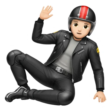 a motorcyclist lying on the ground who has just fallen sticker