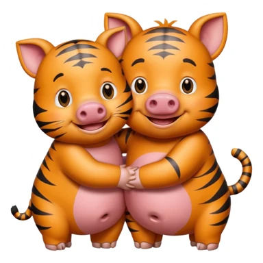 tiger and piggy hugging  sticker