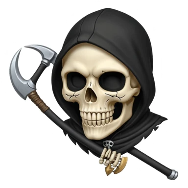 zoomed black hood skull scythe sticker