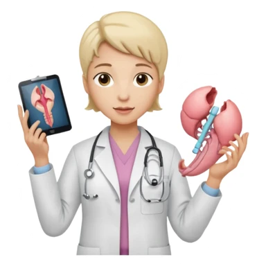  androgynous radiologist holding an image of the uterus sticker