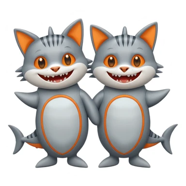 2 happy cats wearing shark costumes sticker