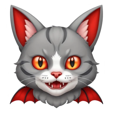 cat with horns and red bat wings sticker