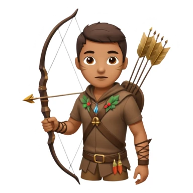 The classic hunter image with a bow and arrow on his back, dressed in brown with some animal made decorations sticker
