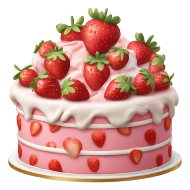 Pink strawberries and cream birthday cake  sticker