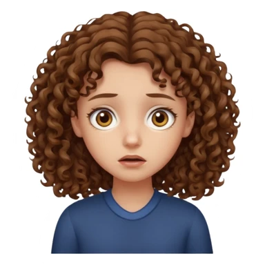 extreme worried face, curly hair girl,  sticker