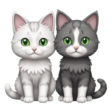 2 different coloured small cats including a dark grey and white and a completely solid dark grey with green eyes and only white paws sticker