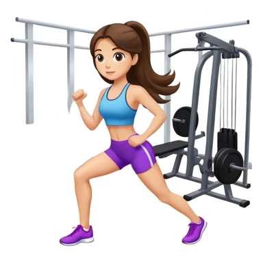white cute girl with long brunete hair doing exercise in the gym sticker
