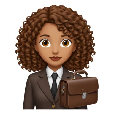 brown curly/wavy haired woman holding a briefcase  sticker