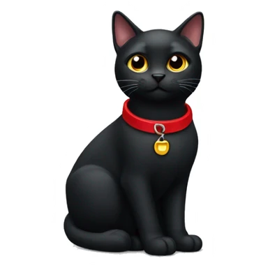 Black cat wearing red collar  sticker