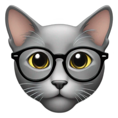 gray cat web designer black eyeglasses sticker