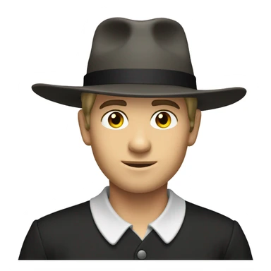 young white skin amish man straw hat no mustache sticker