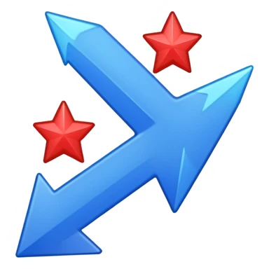 fait moi un émojie discord avec une fleche verre le haut bleu avec la bout un peu separer et des etoile a coté sticker