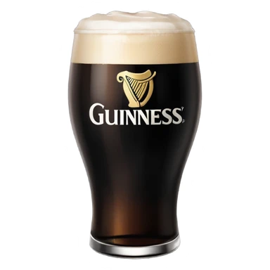 Pint of guiness with the glass only full to the g in the guiness logo on glass sticker
