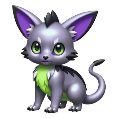 Cute cool shiny metallic alloy silver-grey-black-obsidian purple neon-green white lime animal hybrid Fakemon full body sticker