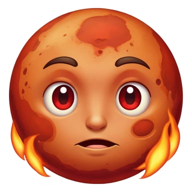 Mars planet with red surface and a hot sweating face with flushed cheeks sticker