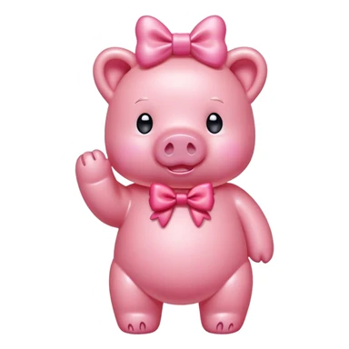 pink gummy bear pig with bow sticker