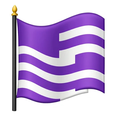 The emoji of a flag with three horizontal sections. The top is black, the middle is white, and the bottom is split in half. The bottom left is purple, and the bottom right is red sticker