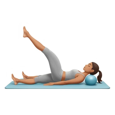 A person performing a Pilates exercise on a mat in a clean, modern studio. The focus is on core strength and flexibility, with a neutral, calming color palette. Simple equipment like a reformer machine and a soft, tranquil background enhance the feeling of controlled movement and focus. sticker