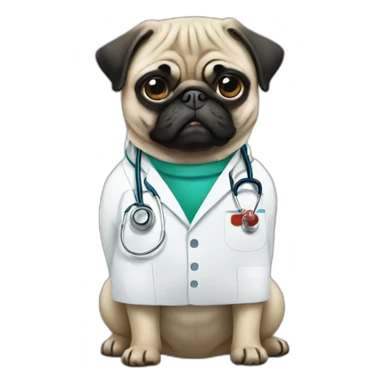 pug as a doctor sticker