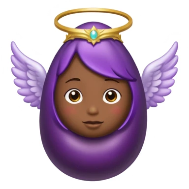 Realistic eggplant from the side wearing an angel halo sticker