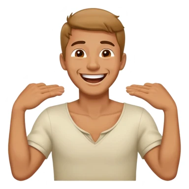 a guy holding his neck with 2 hands and laughing sticker