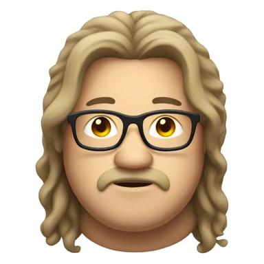 chubby man with glasses and long hair sticker