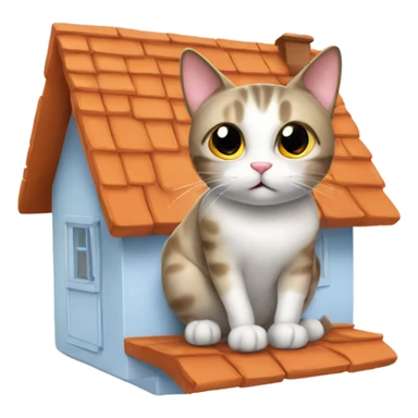 Cat sitting on house sticker