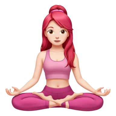 Long red hair white girl doing yoga wearing pink sticker