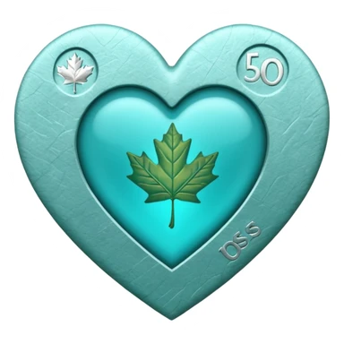 Teal heart with Canadian money sticker