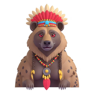 A native strong buff hyena with war bonnet posing  sticker