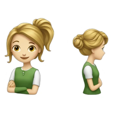 Une femme au cheveux verts et une fille de la classe qui est à côté d’elle  sticker