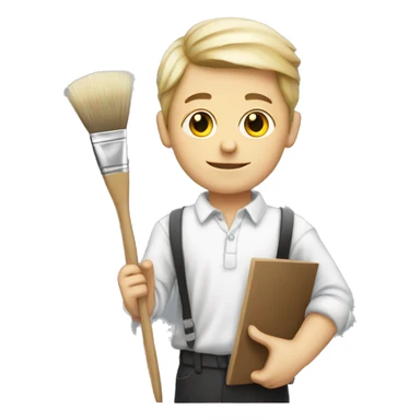 white schoolboy artist with palette and brush sticker