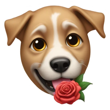 Dog with a rose in its mouth sticker