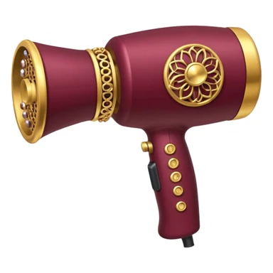 burgundy blow dryer covered in jewelry sticker
