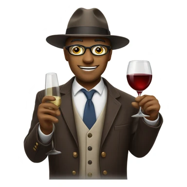 Emoji with hat and wine glass sticker