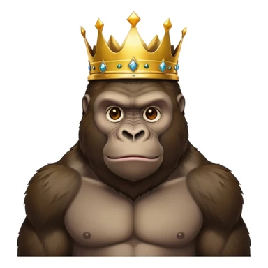A gorilla wearing a crown sticker