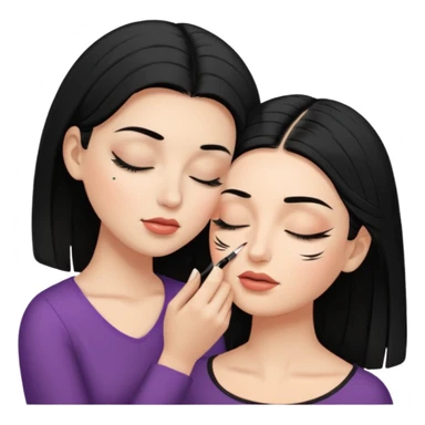 mulher branca cabelo preto aplicando cilios em outra mulher que esta deitada de olhos fechados sticker