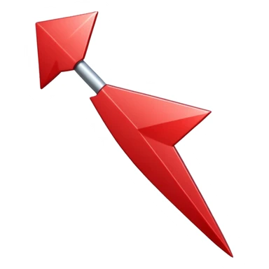 a red arrow ascending diagonally from bottom left to top right, with a shiny finish and subtle shadow for depth sticker