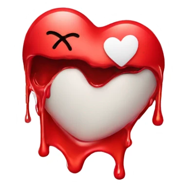 A melting red heart with kiss 💋 emoji sticker