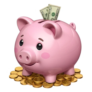 Isometric piggy bank with cash sticker