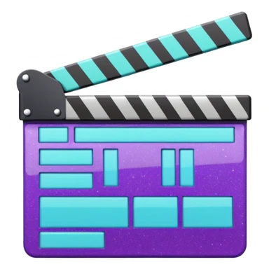 Glitter purple and cian clapperboard sticker
