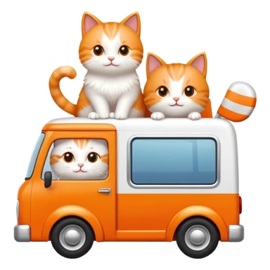 cute cats in a moving truck waving at a distant house sticker