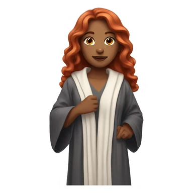 red-haired girl with long wavy hair in a robe sticker