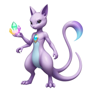 Anthro Sona Colorful Godly Celestial Shiny Mewtwo-Fakemon Fantasy Creature Full Body sticker