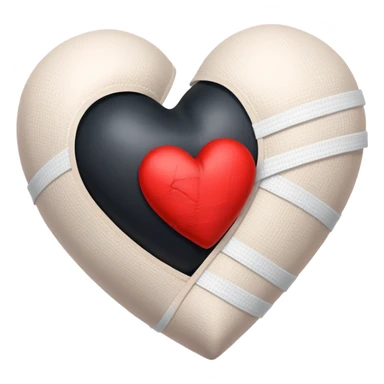 Black heart visibly fading slightly into a red hear with bandages sticker