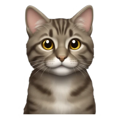 fluffy grey brown patched tabby coated cat sticker