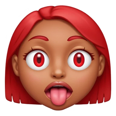 ohm red shiny eyes tongue out sticker